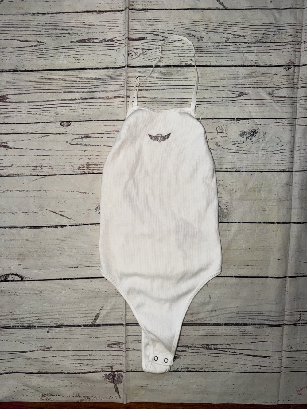 wild fable White Ribbed Halter Bodysuit with Wing detail